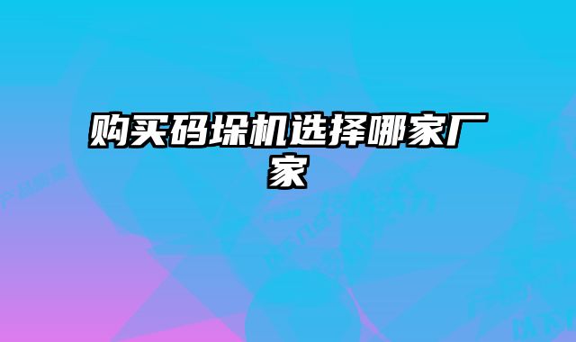 購(gòu)買碼垛機(jī)選擇哪家廠家