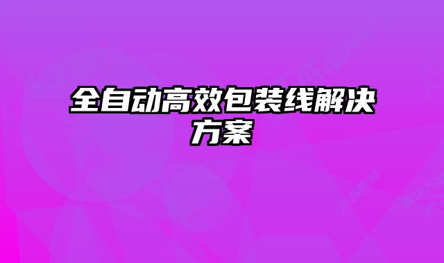 全自動高效包裝線解決方案
