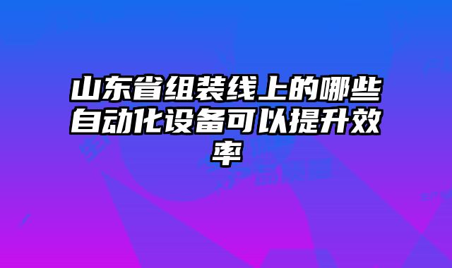 山東省組裝線上的哪些自動化設(shè)備可以提升效率