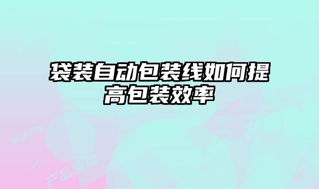 袋裝自動包裝線如何提高包裝效率